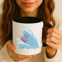 Hippo Surfing Surf Hippopotamus Wave Ocean Beach Gift Coffee Mug thumb 3