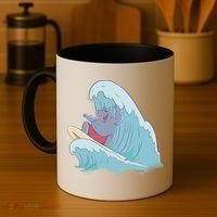 Hippo Surfing Surf Hippopotamus Wave Ocean Beach Gift Coffee Mug thumb 4