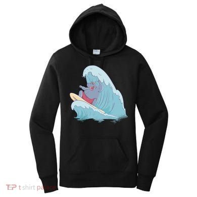 Hippo Surfing Surf Hippopotamus Wave Ocean Beach Gift Women's Hoodie