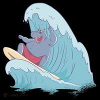 Hippo Surfing Surf Hippopotamus Wave Ocean Beach Gift Women's Hoodie thumb 2
