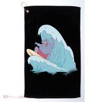 Hippo Surfing Surf Hippopotamus Wave Ocean Beach Gift Golf Towel thumb 0