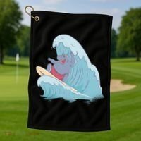 Hippo Surfing Surf Hippopotamus Wave Ocean Beach Gift Golf Towel thumb 1