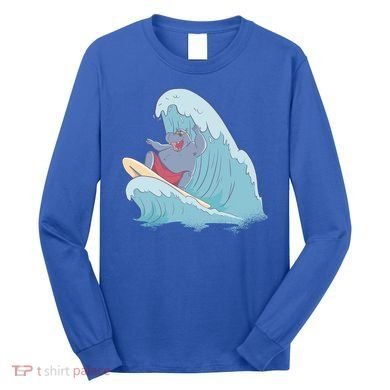 Hippo Surfing Surf Hippopotamus Wave Ocean Beach Gift Long Sleeve Shirt