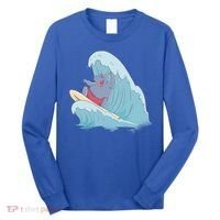 Hippo Surfing Surf Hippopotamus Wave Ocean Beach Gift Long Sleeve Shirt thumb 0
