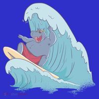 Hippo Surfing Surf Hippopotamus Wave Ocean Beach Gift Long Sleeve Shirt thumb 2