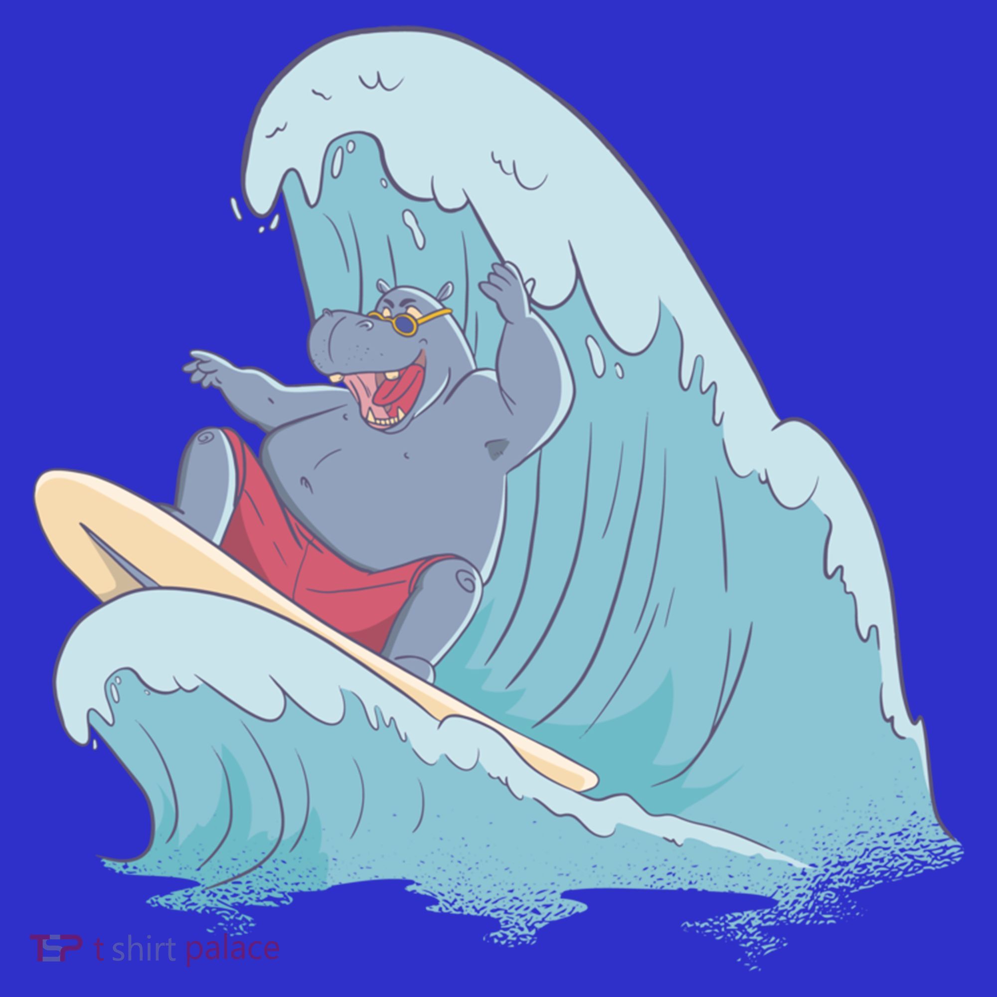 Hippo Surfing Surf Hippopotamus Wave Ocean Beach Gift Long Sleeve Shirt