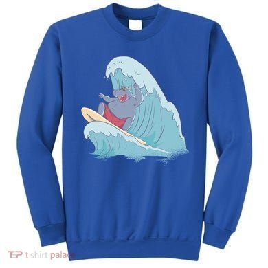 Hippo Surfing Surf Hippopotamus Wave Ocean Beach Gift Sweatshirt