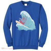 Hippo Surfing Surf Hippopotamus Wave Ocean Beach Gift Sweatshirt thumb 0