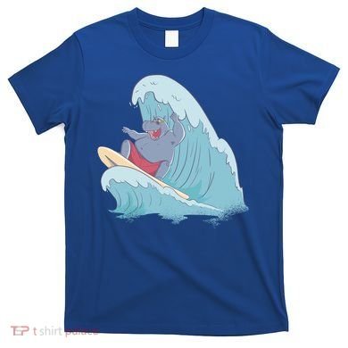 Hippo Surfing Surf Hippopotamus Wave Ocean Beach Gift T-Shirt