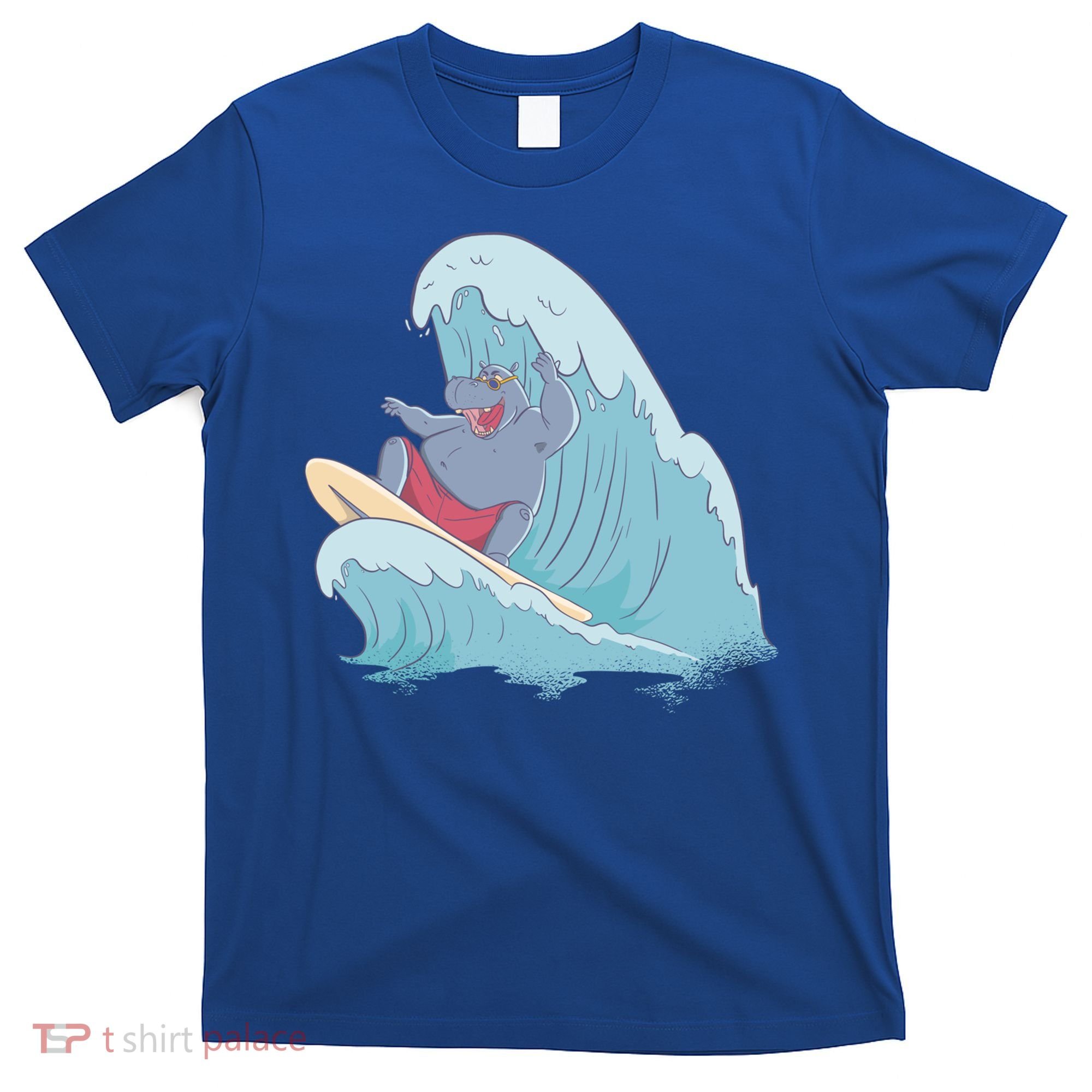Hippo Surfing Surf Hippopotamus Wave Ocean Beach Gift T-Shirt