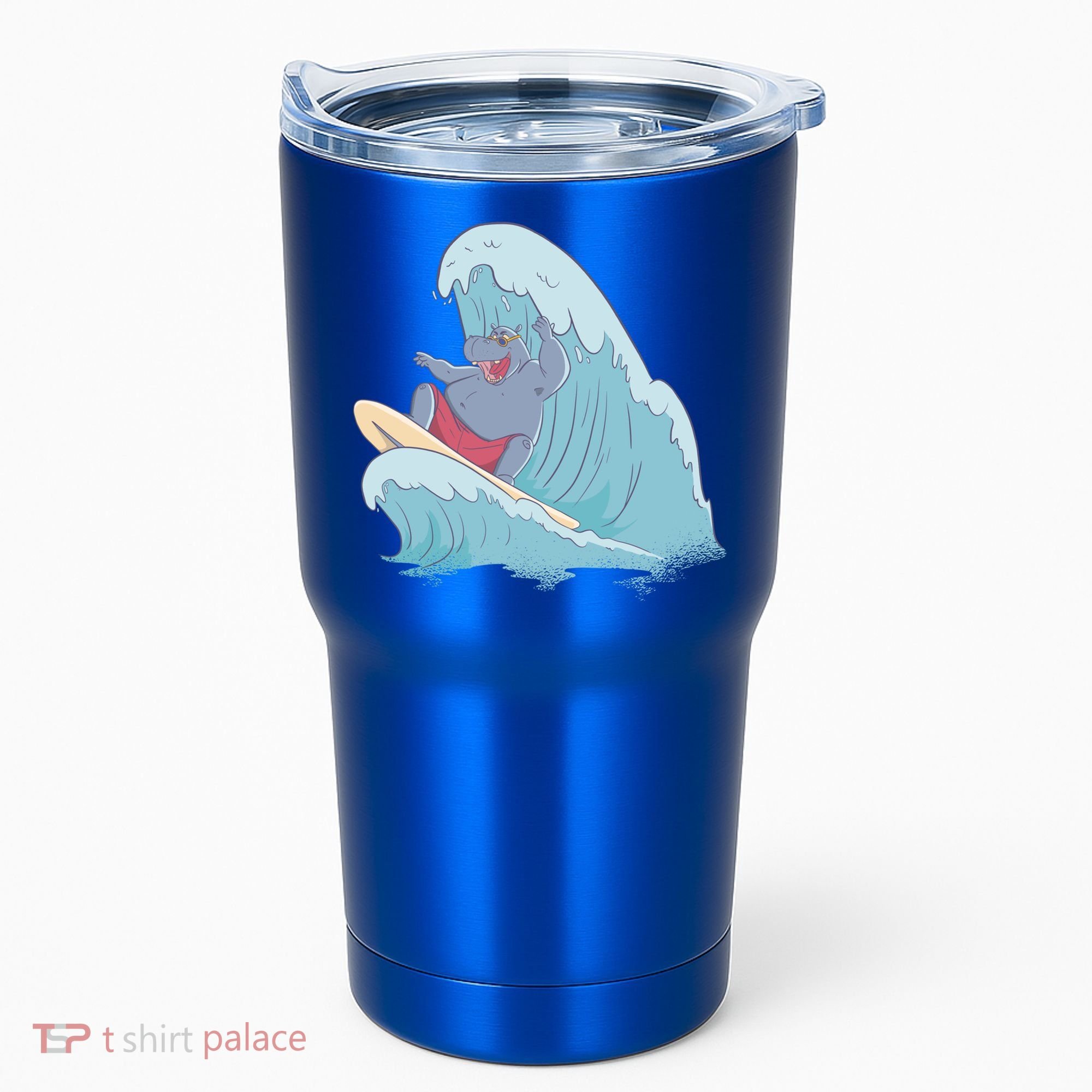 Hippo Surfing Surf Hippopotamus Wave Ocean Beach Gift Tumbler