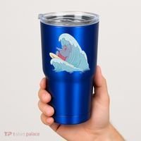 Hippo Surfing Surf Hippopotamus Wave Ocean Beach Gift Tumbler thumb 2