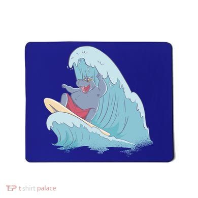 Hippo Surfing Surf Hippopotamus Wave Ocean Beach Gift Mousepad