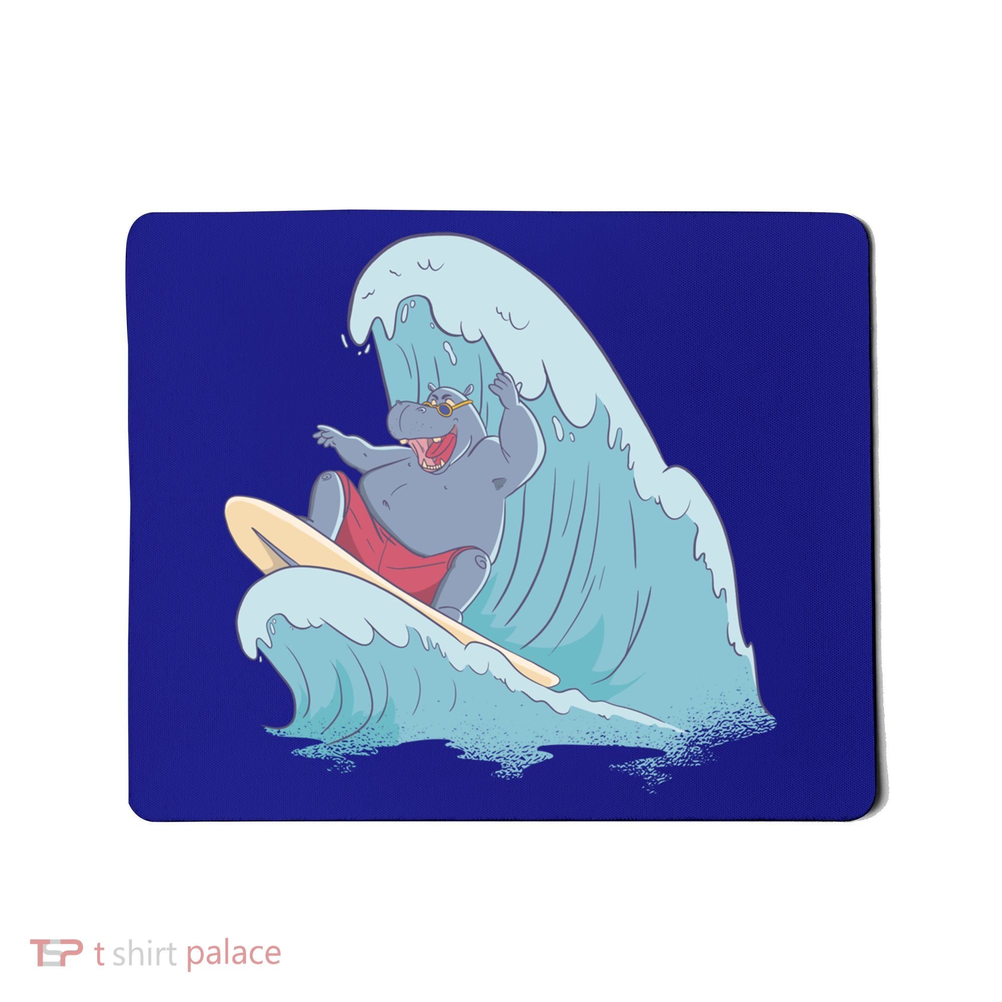 Hippo Surfing Surf Hippopotamus Wave Ocean Beach Gift Mousepad