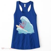Hippo Surfing Surf Hippopotamus Wave Ocean Beach Gift Women's Tank Top thumb 0