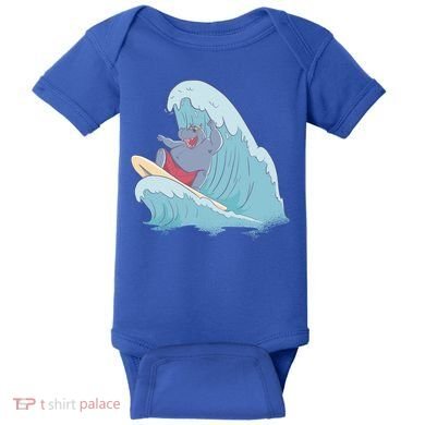 Hippo Surfing Surf Hippopotamus Wave Ocean Beach Gift Baby Bodysuit