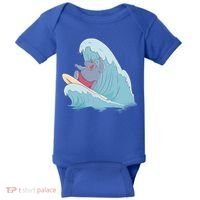 Hippo Surfing Surf Hippopotamus Wave Ocean Beach Gift Baby Bodysuit thumb 0