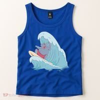 Hippo Surfing Surf Hippopotamus Wave Ocean Beach Gift Tank Top thumb 2