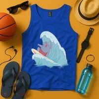Hippo Surfing Surf Hippopotamus Wave Ocean Beach Gift Tank Top thumb 4
