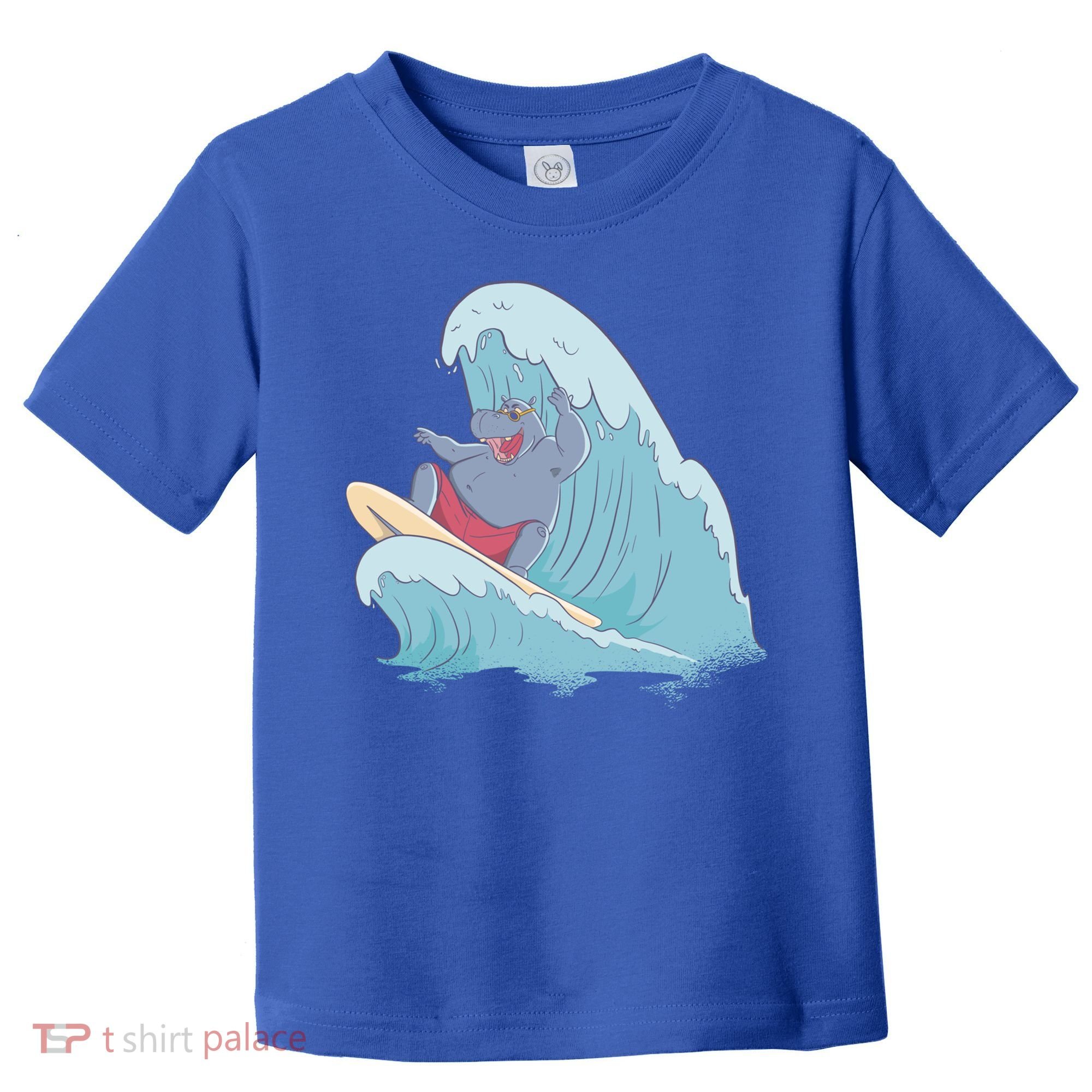 Hippo Surfing Surf Hippopotamus Wave Ocean Beach Gift Toddler T-Shirt
