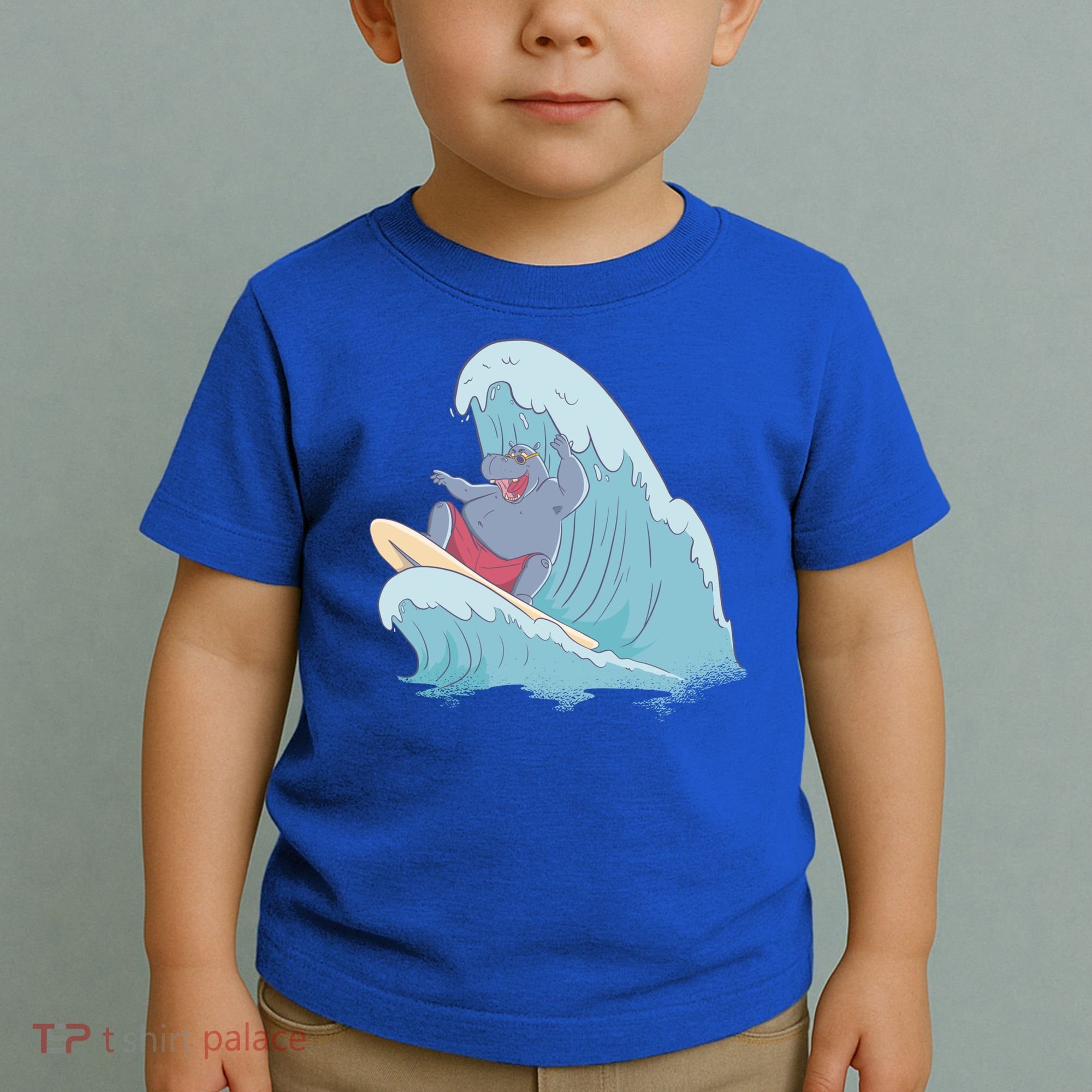 Hippo Surfing Surf Hippopotamus Wave Ocean Beach Gift Toddler T-Shirt