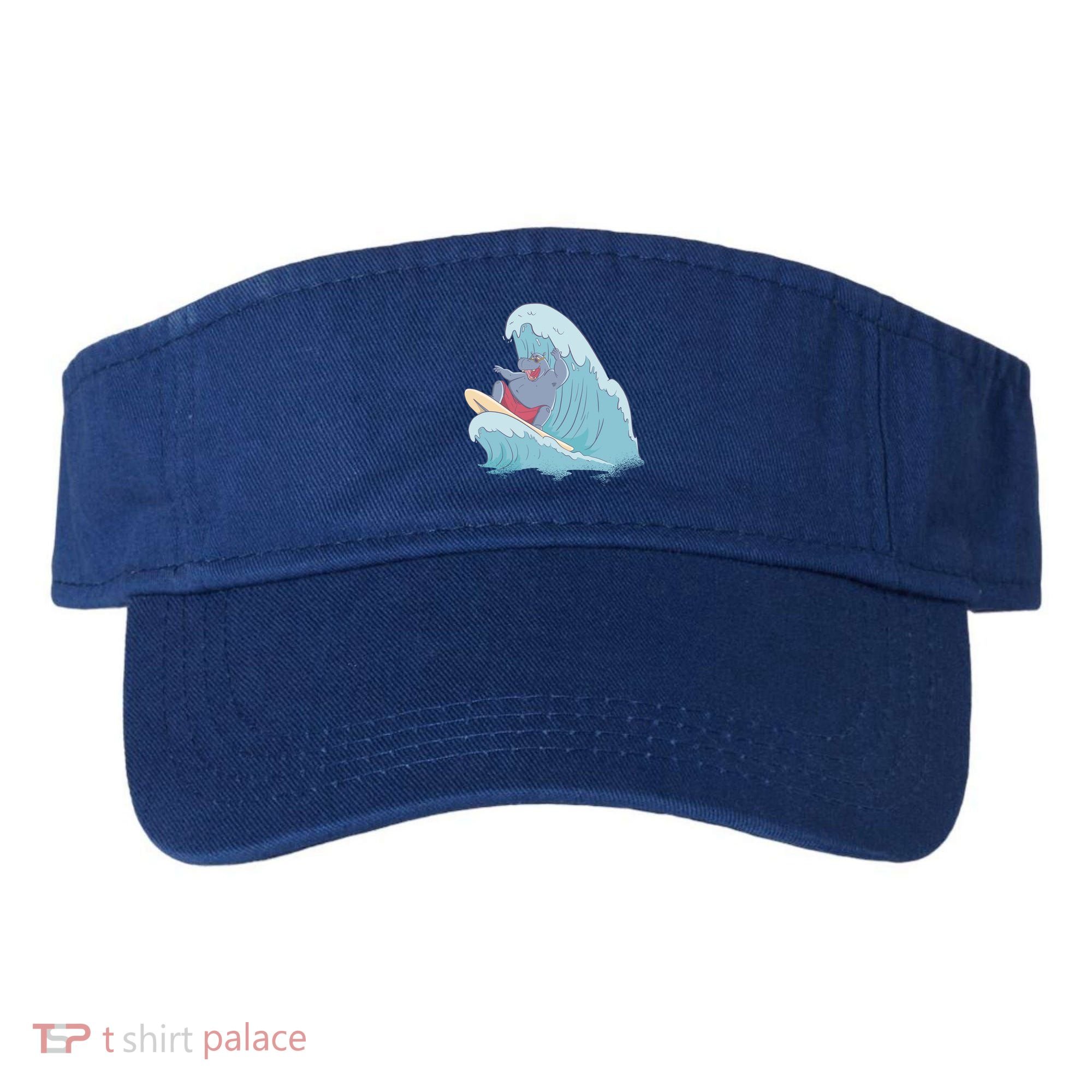 Hippo Surfing Surf Hippopotamus Wave Ocean Beach Gift Visor