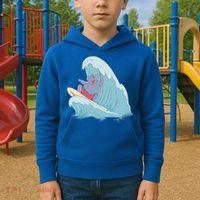 Hippo Surfing Surf Hippopotamus Wave Ocean Beach Gift Kids Hoodie thumb 2