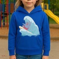 Hippo Surfing Surf Hippopotamus Wave Ocean Beach Gift Kids Hoodie thumb 3