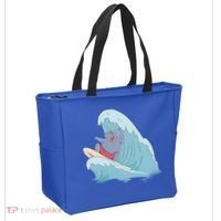 Hippo Surfing Surf Hippopotamus Wave Ocean Beach Gift Tote Bag thumb 2
