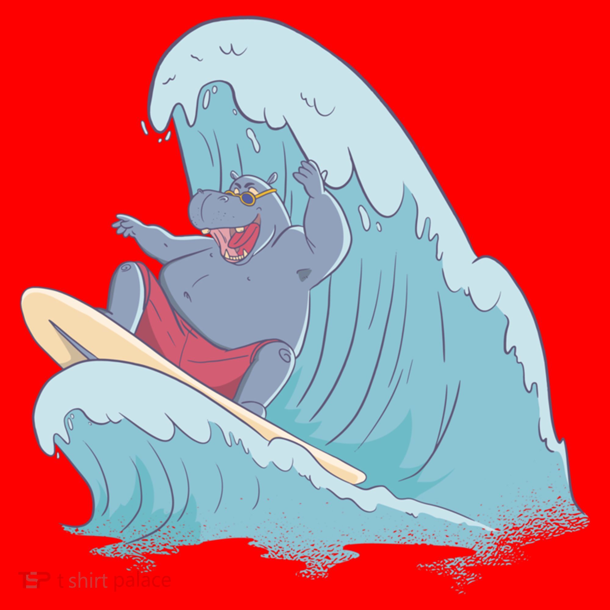 Hippo Surfing Surf Hippopotamus Wave Ocean Beach Gift Santa Hat