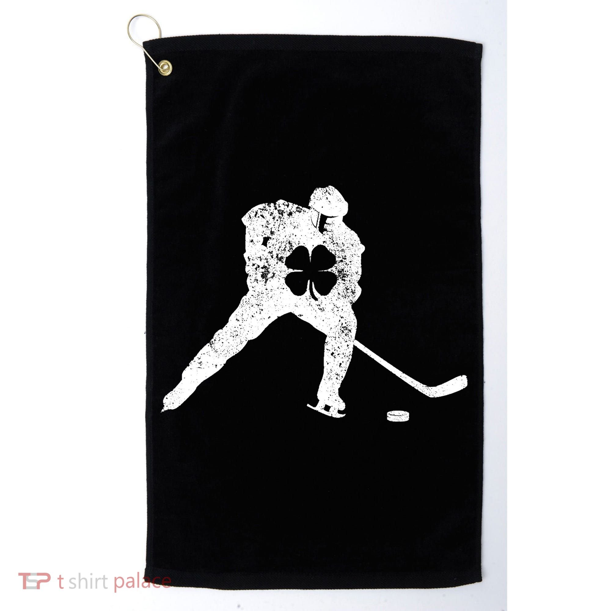 Hockey Shamrock St. Patrick's Day Saint Paddy's Irish Boy Golf Towel
