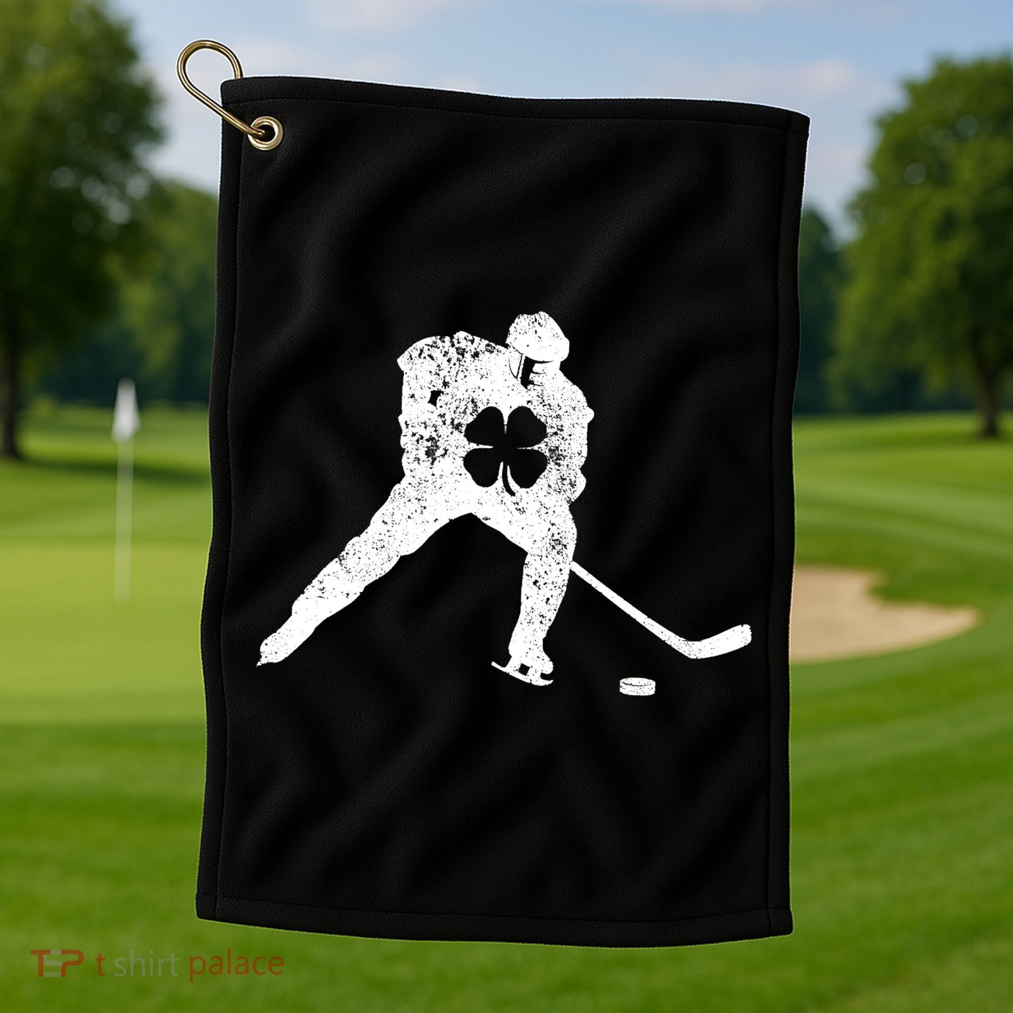 Hockey Shamrock St. Patrick's Day Saint Paddy's Irish Boy Golf Towel