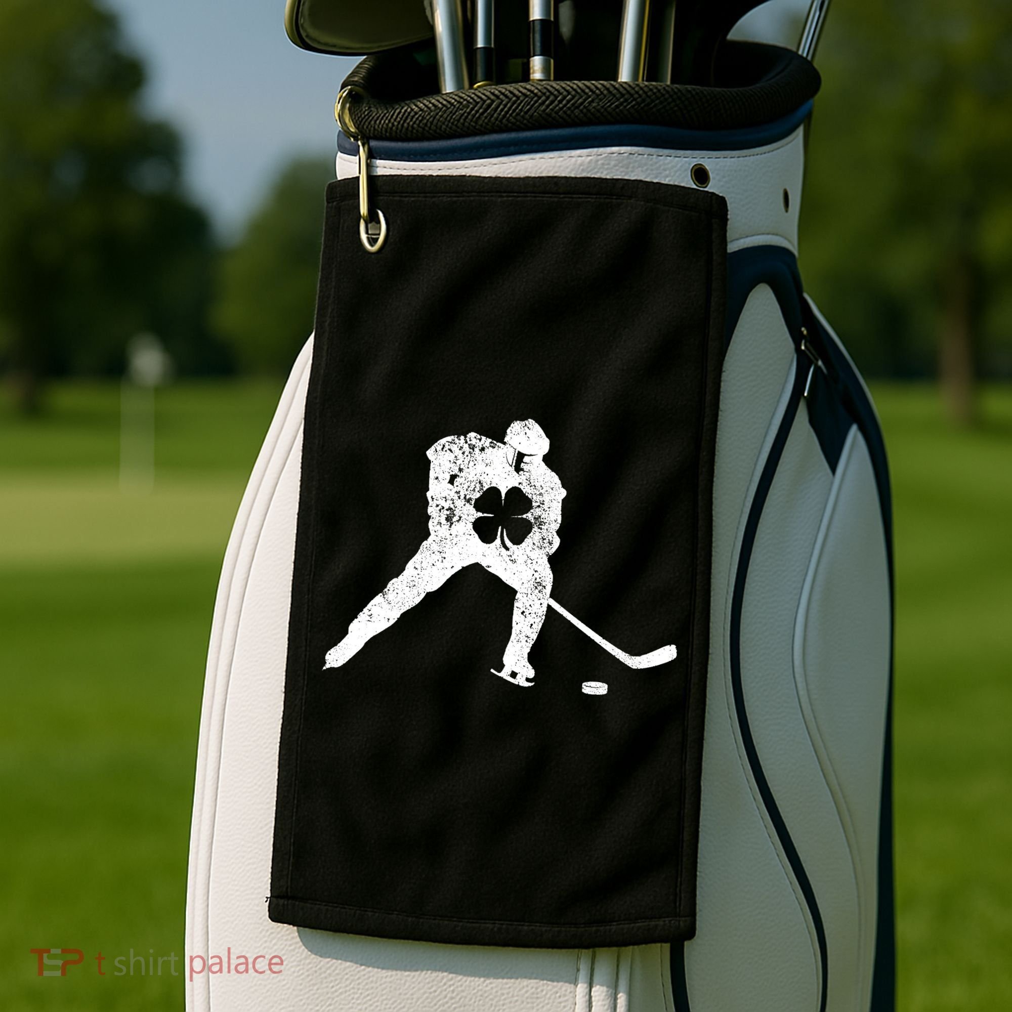 Hockey Shamrock St. Patrick's Day Saint Paddy's Irish Boy Golf Towel