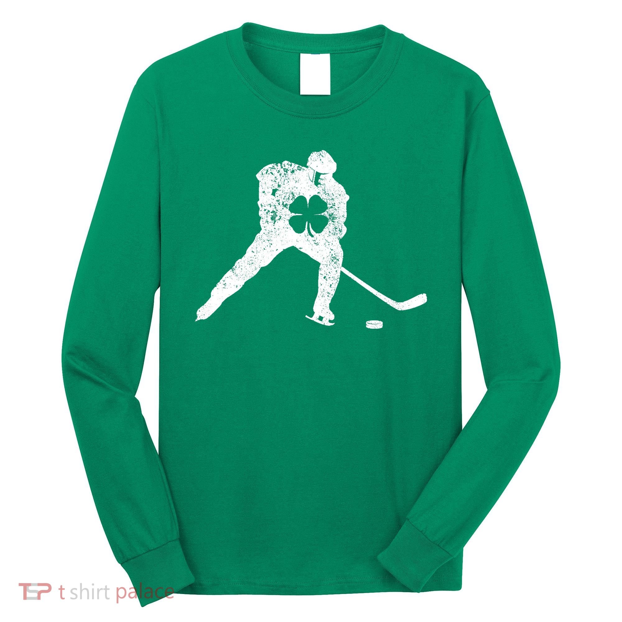 Hockey Shamrock St. Patrick's Day Saint Paddy's Irish Boy Long Sleeve Shirt