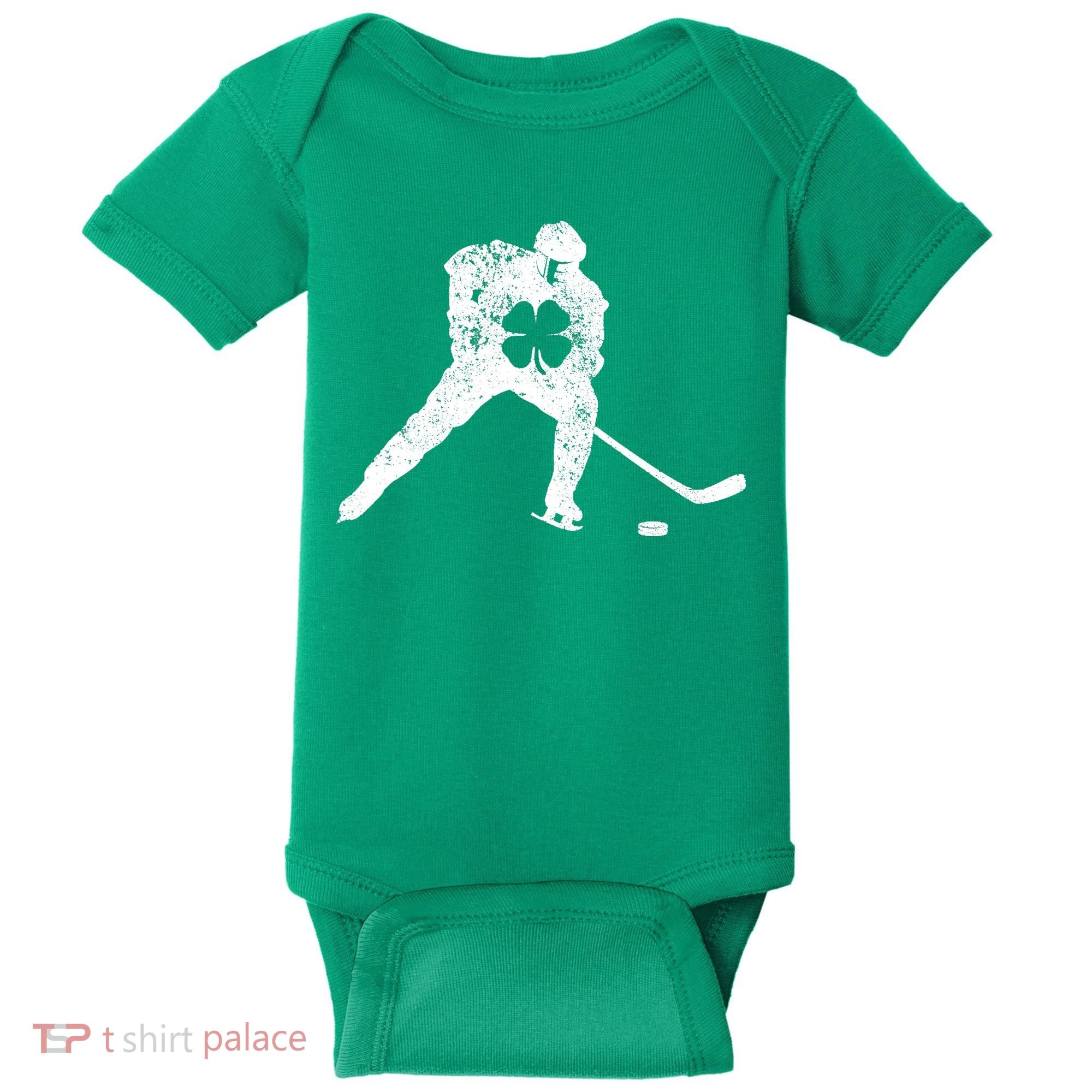 Hockey Shamrock St. Patrick's Day Saint Paddy's Irish Boy Baby Bodysuit
