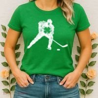 Hockey Shamrock St. Patrick's Day Saint Paddy's Irish Boy Women's T-Shirt thumb 2