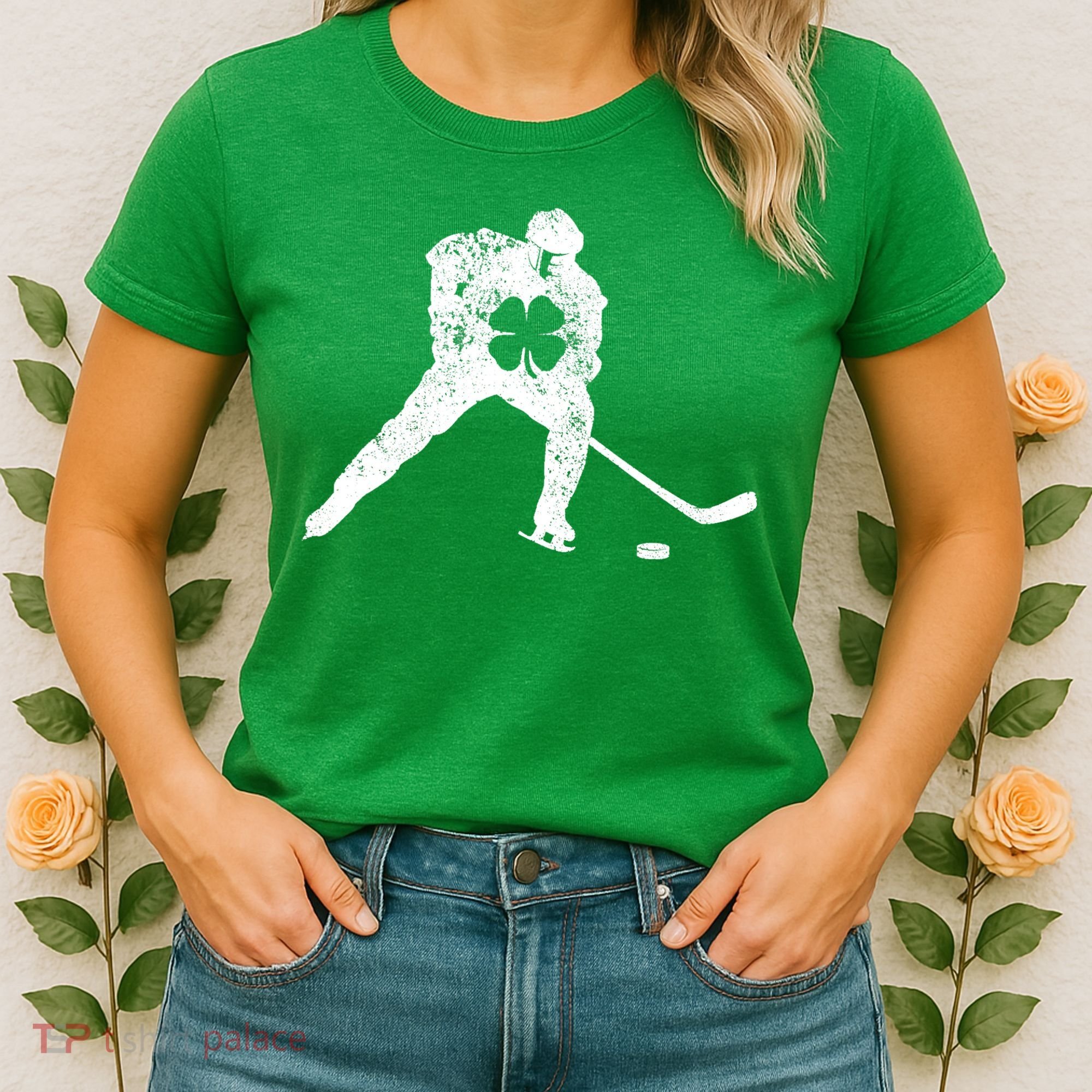 Hockey Shamrock St. Patrick's Day Saint Paddy's Irish Boy Women's T-Shirt