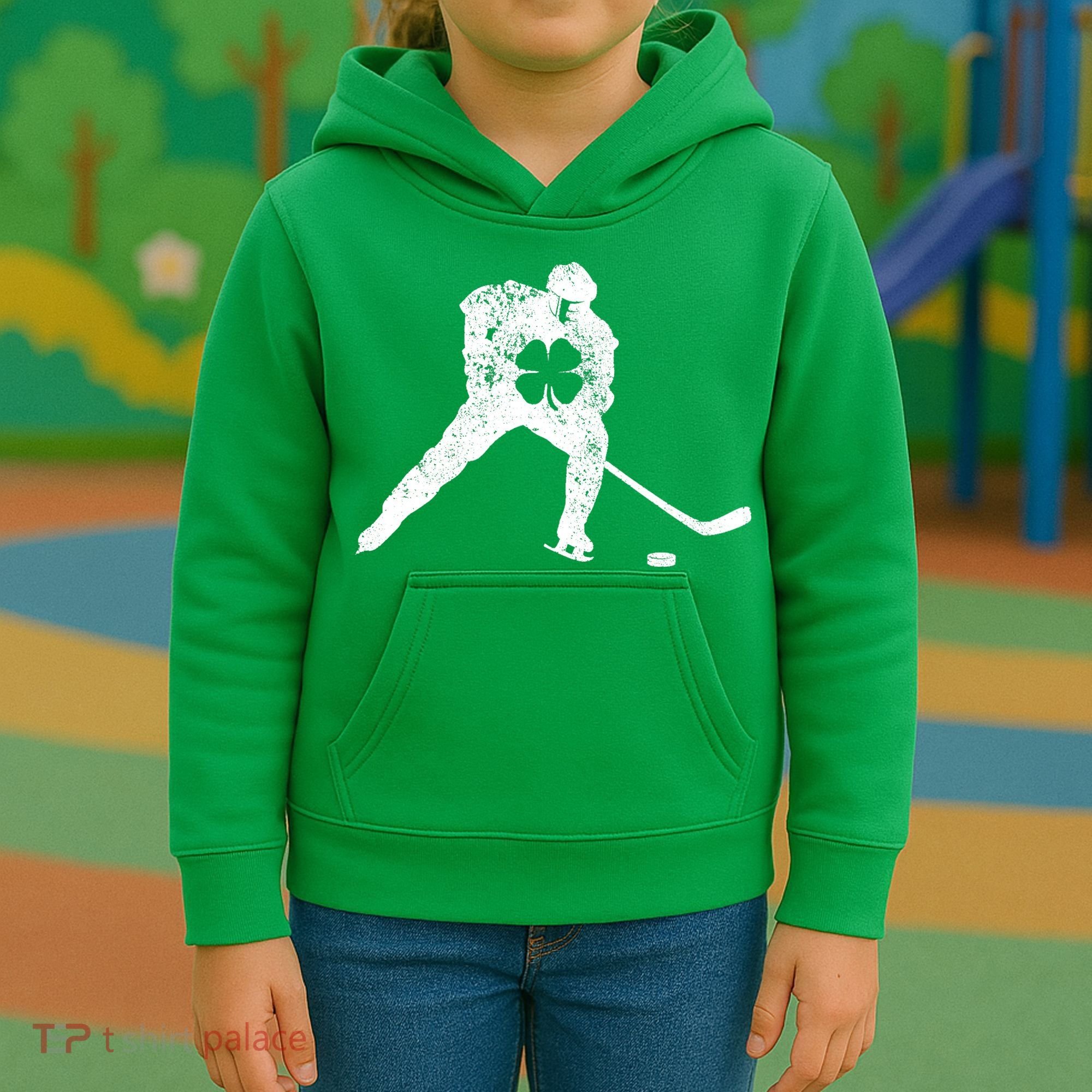 Hockey Shamrock St. Patrick's Day Saint Paddy's Irish Boy Kids Hoodie