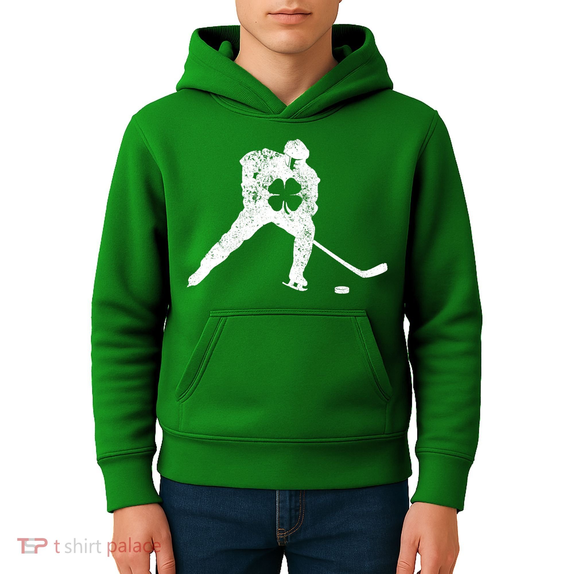 Hockey Shamrock St. Patrick's Day Saint Paddy's Irish Boy Kids Hoodie
