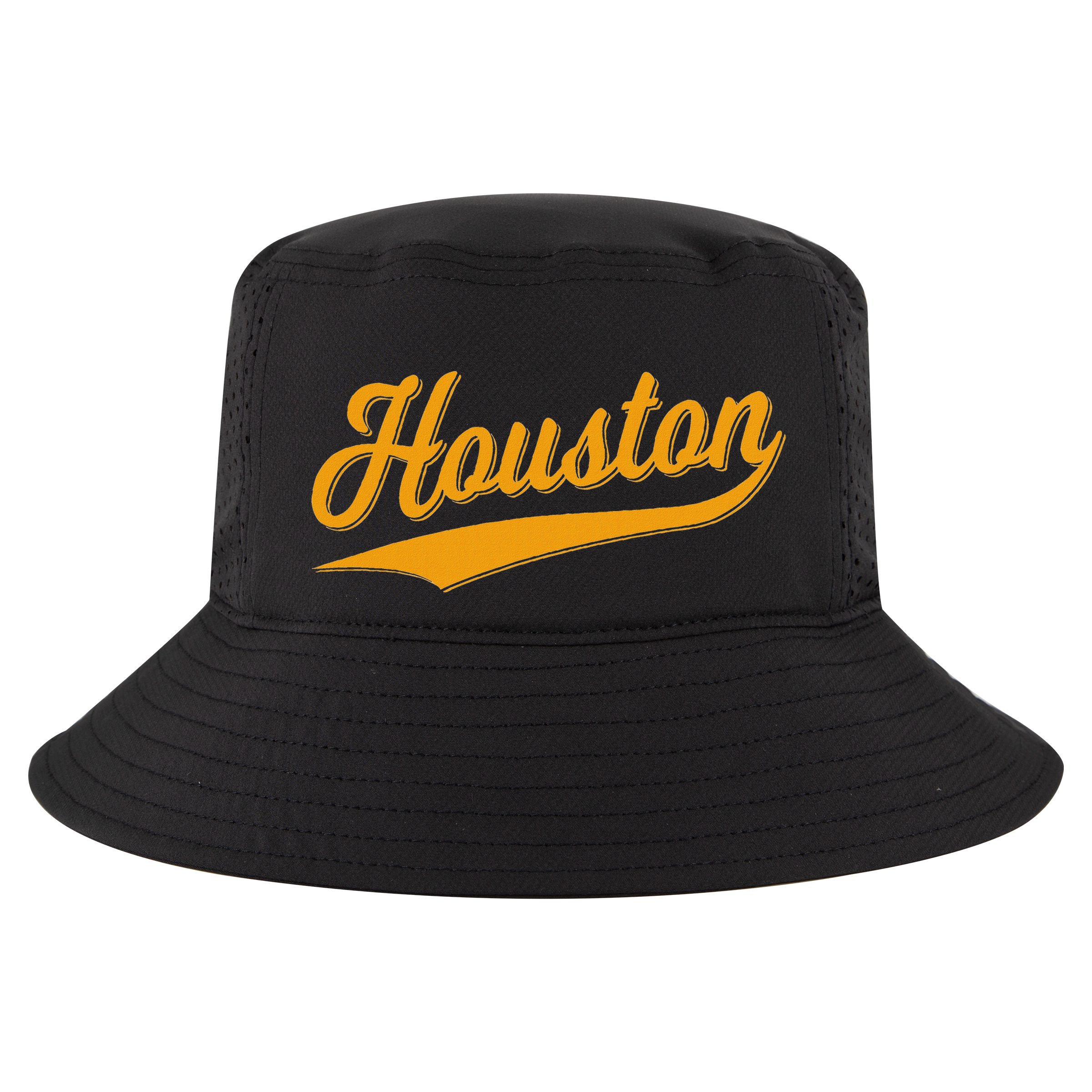 Houston Sports Script Cursive Classic Texas Flag Swoosh Cool Comfort Performance Bucket Hat