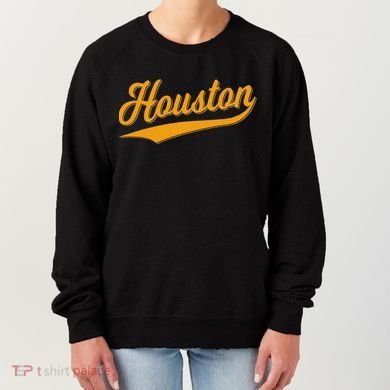 Houston Sports Script Cursive Classic Texas Flag Swoosh Women's Sweatshirt