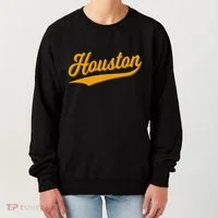 Houston Sports Script Cursive Classic Texas Flag Swoosh Women's Sweatshirt thumb 0
