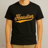 Houston Sports Script Cursive Classic Texas Flag Swoosh T-Shirt thumb 3