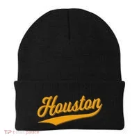 Houston Sports Script Cursive Classic Texas Flag Swoosh Beanie thumb 0