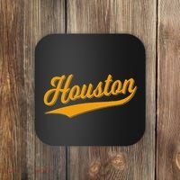 Houston Sports Script Cursive Classic Texas Flag Swoosh Coaster thumb 0