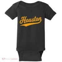 Houston Sports Script Cursive Classic Texas Flag Swoosh Baby Bodysuit thumb 0