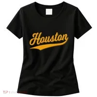 Houston Sports Script Cursive Classic Texas Flag Swoosh Women's T-Shirt thumb 0