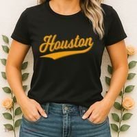 Houston Sports Script Cursive Classic Texas Flag Swoosh Women's T-Shirt thumb 2