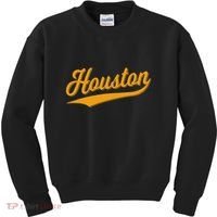 Houston Sports Script Cursive Classic Texas Flag Swoosh Kids Sweatshirt thumb 0