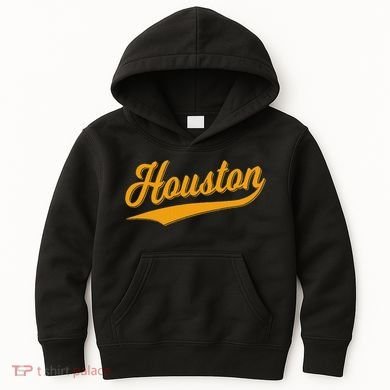 Houston Sports Script Cursive Classic Texas Flag Swoosh Kids Hoodie